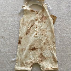 Toddler Romper - Brown and White Tie Dye